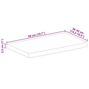 Piano Tavolo 50x40x2,5 cm Bordi Vivi Legno di Mango Grezzo 370343
