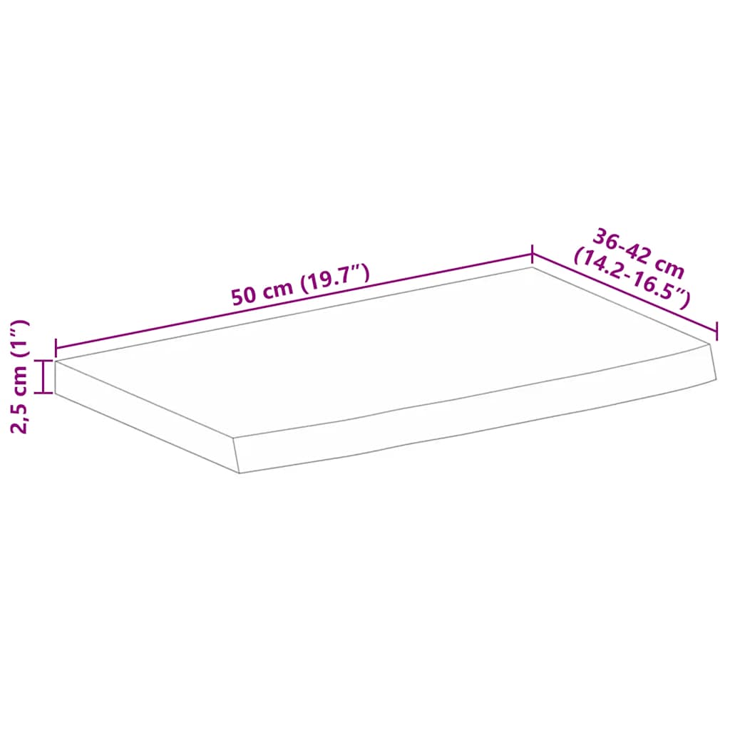 vidaXL Piano Tavolo 50x40x2,5 cm Bordi Vivi Legno di Mango Grezzo