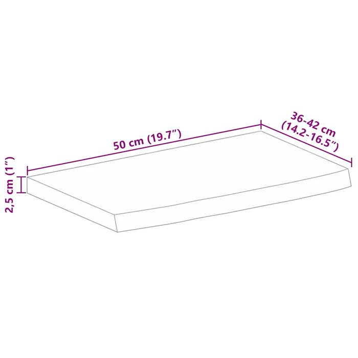 vidaXL Piano Tavolo 50x40x2,5 cm Bordi Vivi Legno di Mango Grezzo