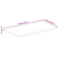 Piano Tavolo 110x60x2,5 cm Bordi Vivi Legno di Mango Grezzo 370359