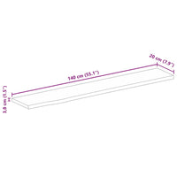 vidaXL Piano Tavolo 140x20x3,8 cm Bordi Vivi Legno di Mango Grezzo