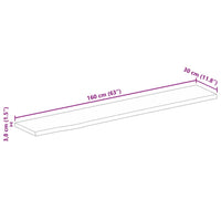 Piano Tavolo 160x30x3,8 cm Bordi Vivi Legno di Mango Grezzo 370388