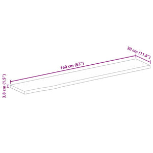 Piano Tavolo 160x30x3,8 cm Bordi Vivi Legno di Mango Grezzo 370388