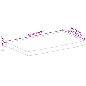 Piano Tavolo 50x40x3,8 cm Bordi Vivi Legno di Mango Grezzo 370391