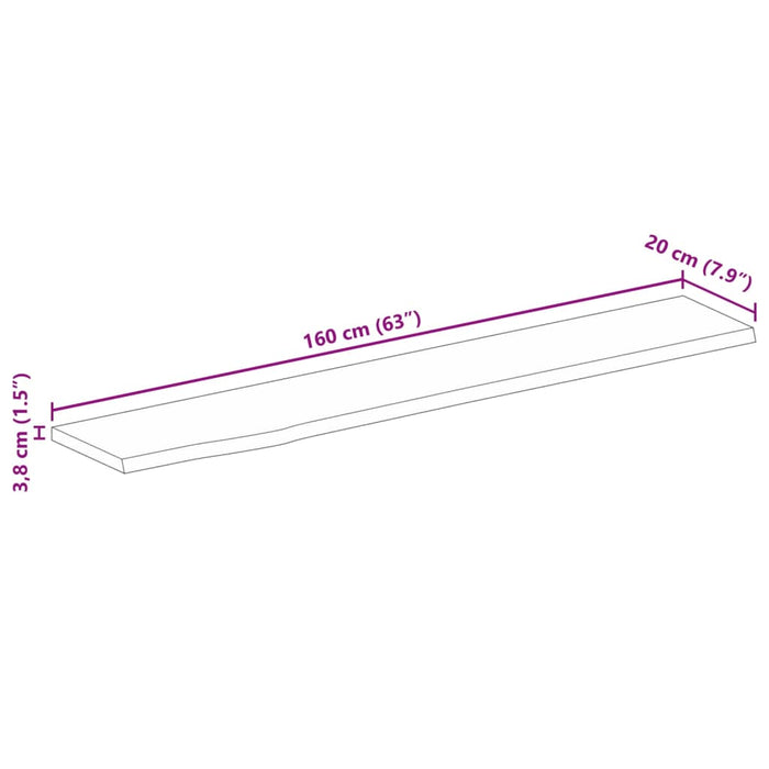 Piano Tavolo Bordi Vivi 160x20x3,8cm in Legno Massello di Mango 370472