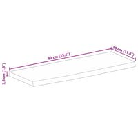 Piano Tavolo Bordi Vivi 90x30x3,8 cm in Legno Massello di Mango 370479