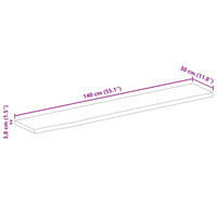 vidaXL Piano Tavolo Bordi Vivi 140x30x3,8cm in Legno Massello di Mango