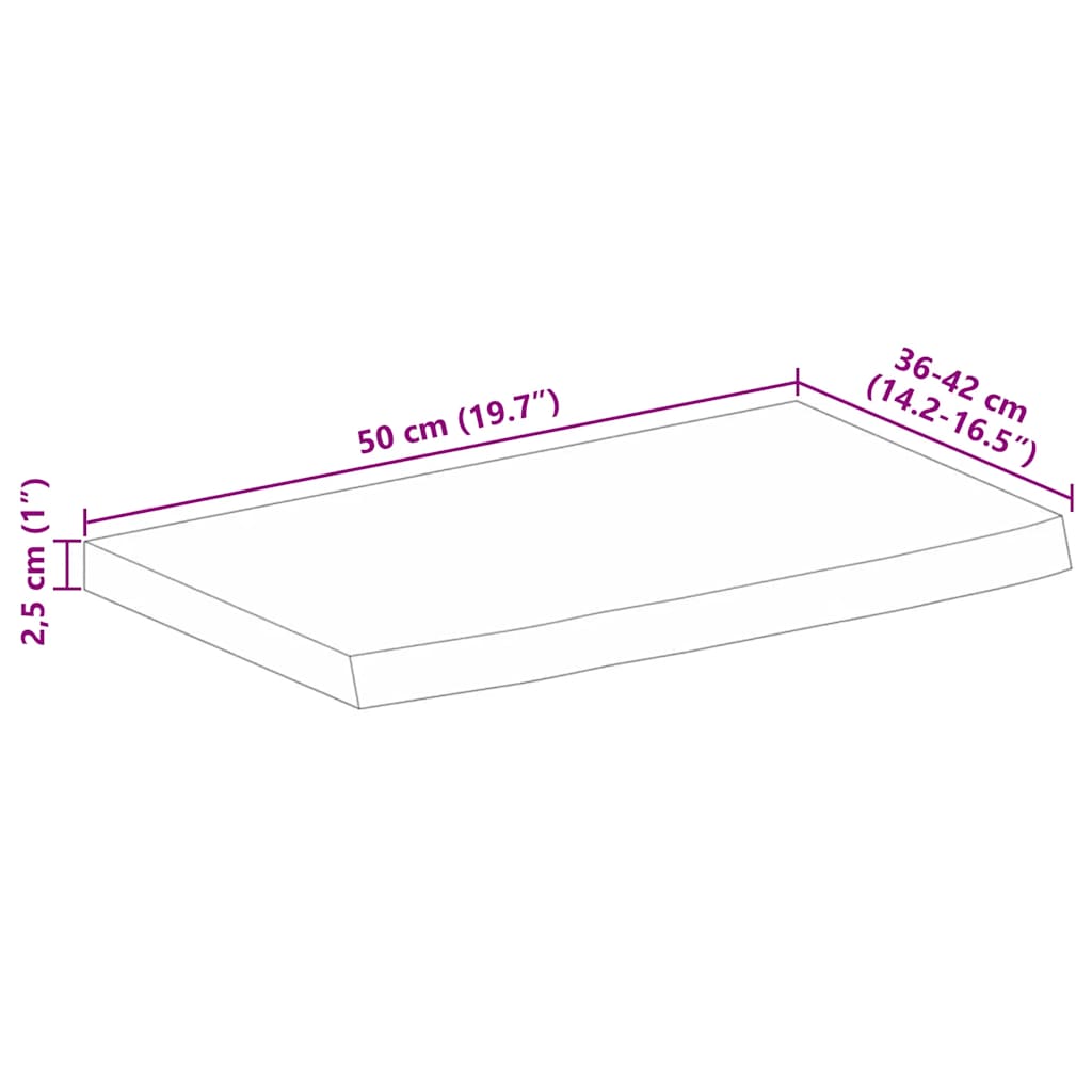 vidaXL Piano Tavolo Bordi Vivi 50x40x2,5 cm in Legno Massello di Mango