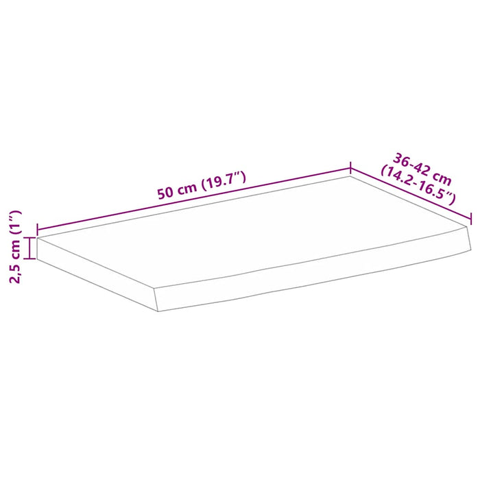vidaXL Piano Tavolo Bordi Vivi 50x40x2,5 cm in Legno Massello di Mango