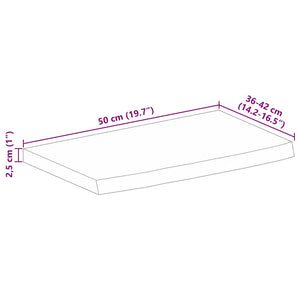 Piano Tavolo Bordi Vivi 50x40x2,5 cm in Legno Massello di Mango 370535