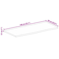 Piano Tavolo Bordi Vivi 140x60x2,5 cm Legno Massello di Mango 370553