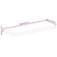 vidaXL Piano Tavolo Bordi Vivi 80x30x3,8cm in Legno Massello di Mango