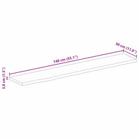 vidaXL Piano Tavolo Bordi Vivi 140x30x3,8cm in Legno Massello di Mango