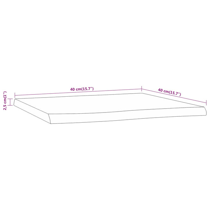 Piano Tavolo 40x40x2,5 cm Rettangolare Legno Acacia Bordi Vivi 370606