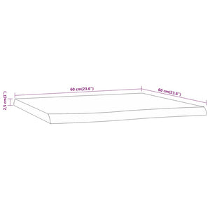 Piano Tavolo 60x60x2,5 cm Quadrato Massello Acacia Bordi Vivi