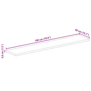 vidaXL Piano per Tavolo 180x40x3,8cm Rettangolare Legno Massello Mango