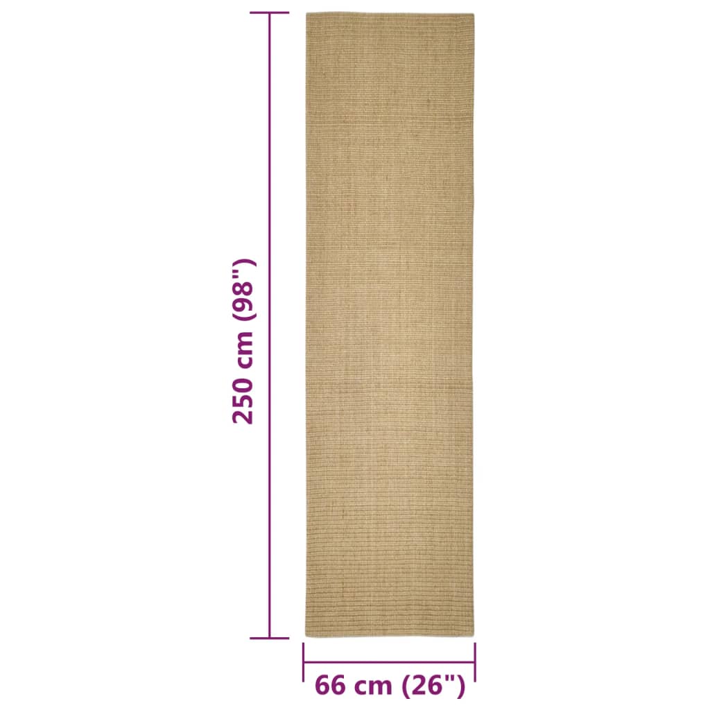 Tappetino tiragraffi in sisal per gatti 66 x 250 cm marrone chiaro 02_0045546