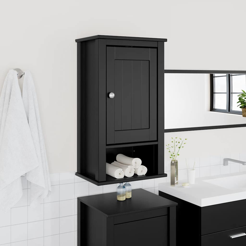 Mobile da Bagno a Muro BERG Nero 40x27x71,5 cm Massello Pino 358549