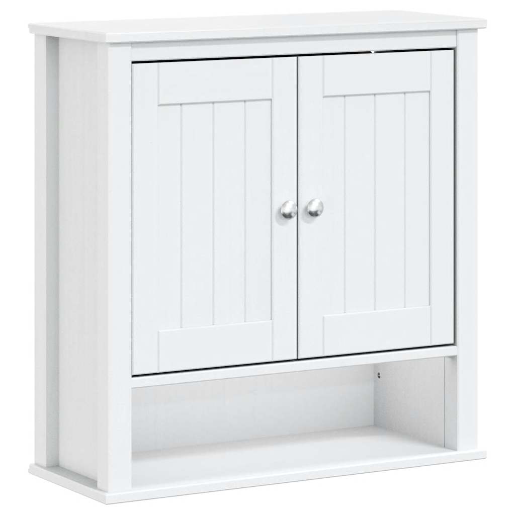 Mobile Bagno a Muro BERG Bianco 69,5x27x71,5cm Legno Massello 358550