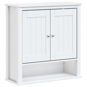 Mobile Bagno a Muro BERG Bianco 69,5x27x71,5cm Legno Massello 358550