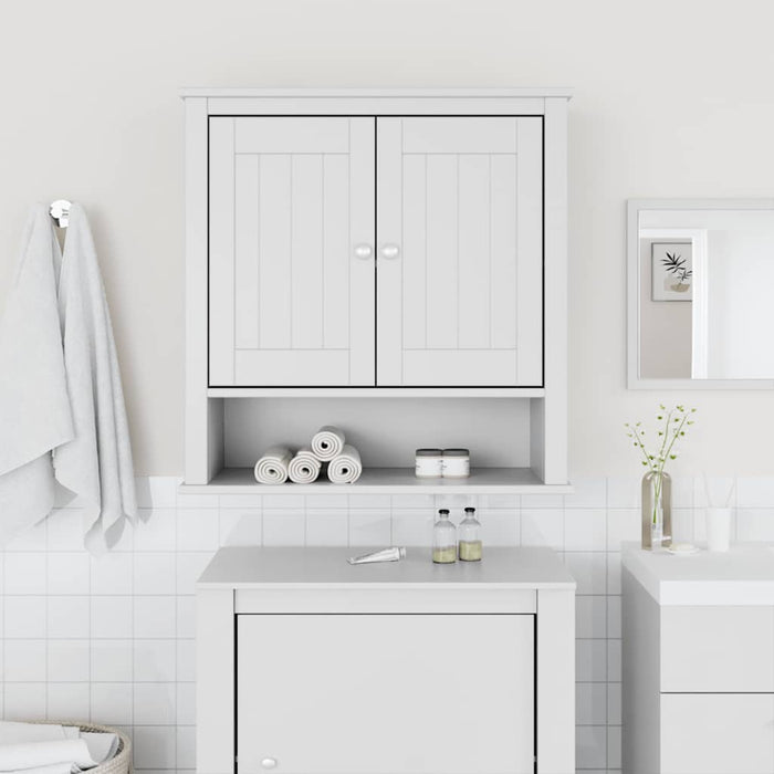 Mobile Bagno a Muro BERG Bianco 69,5x27x71,5cm Legno Massellocod mxl 131740