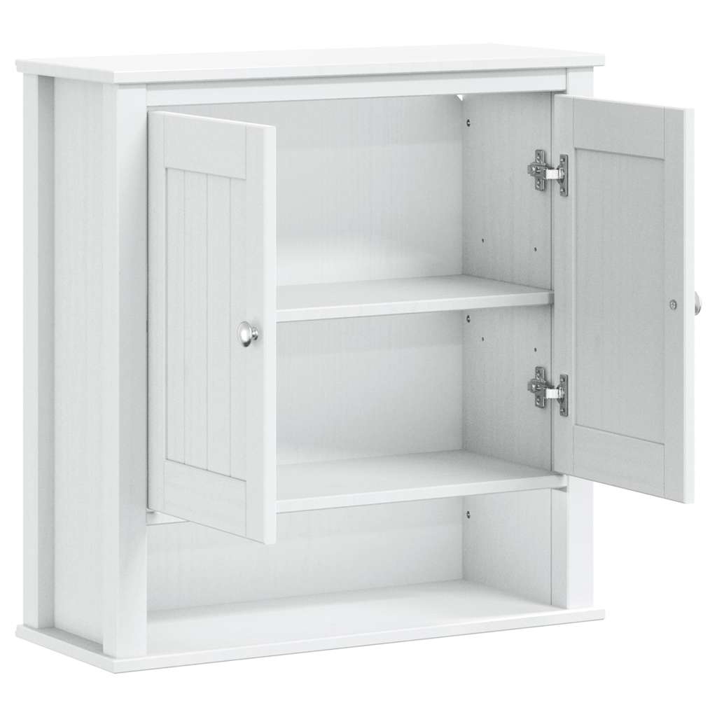 Mobile Bagno a Muro BERG Bianco 69,5x27x71,5cm Legno Massello 358550