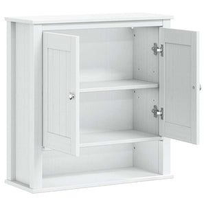 Mobile Bagno a Muro BERG Bianco 69,5x27x71,5cm Legno Massello 358550