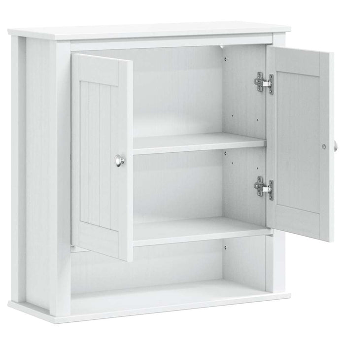 Mobile Bagno a Muro BERG Bianco 69,5x27x71,5cm Legno Massello 358550