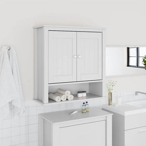 Mobile Bagno a Muro BERG Bianco 69,5x27x71,5cm Legno Massello 358550