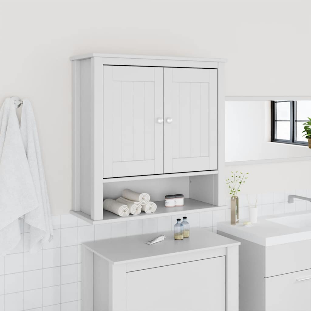 Mobile Bagno a Muro BERG Bianco 69,5x27x71,5cm Legno Massellocod mxl 131740