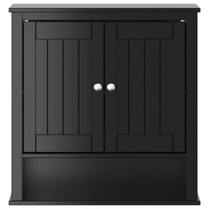 Mobile da Bagno a Muro BERG Nero 69,5x27x71,5cm Legno Massello 358551