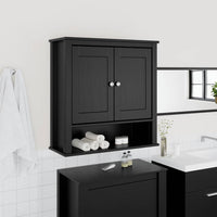 Mobile da Bagno a Muro BERG Nero 69,5x27x71,5cm Legno Massello 358551