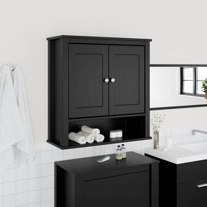 Mobile da Bagno a Muro BERG Nero 69,5x27x71,5cm Legno Massello 358551