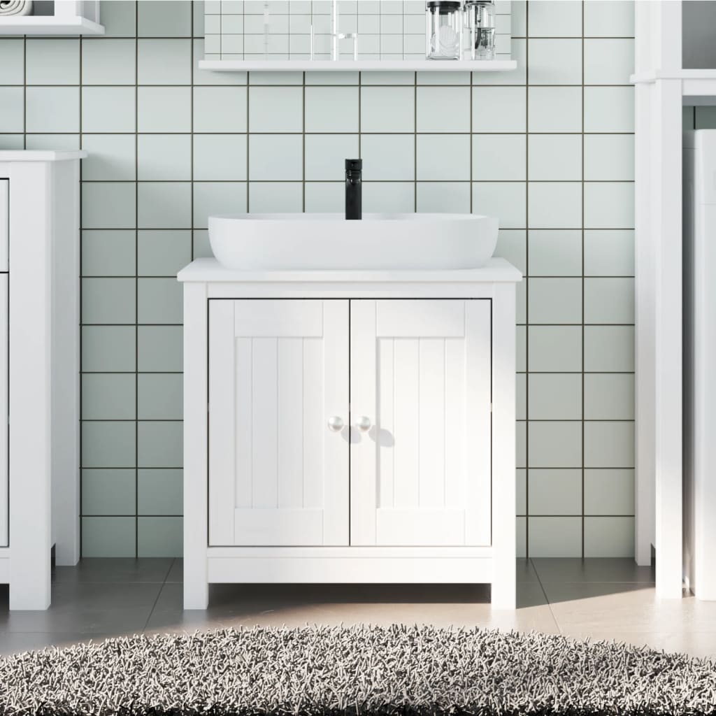 Mobile Lavabo da Bagno-Armadietto da bagno BERG Bianco 60x34x59 cm Massello Pino