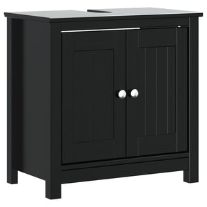 Mobile Lavabo da Bagno BERG Nero 60x34x59cm Legno Massello Pino 358553