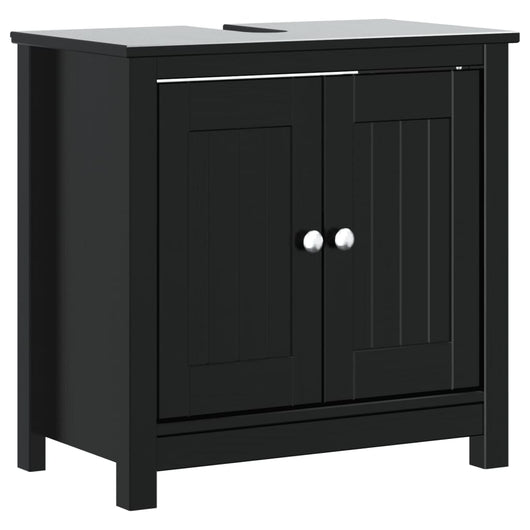 Mobile Lavabo da Bagno BERG Nero 60x34x59cm Legno Massello Pino 358553