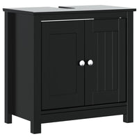 Mobile Lavabo da Bagno BERG Nero 60x34x59cm Legno Massello Pino