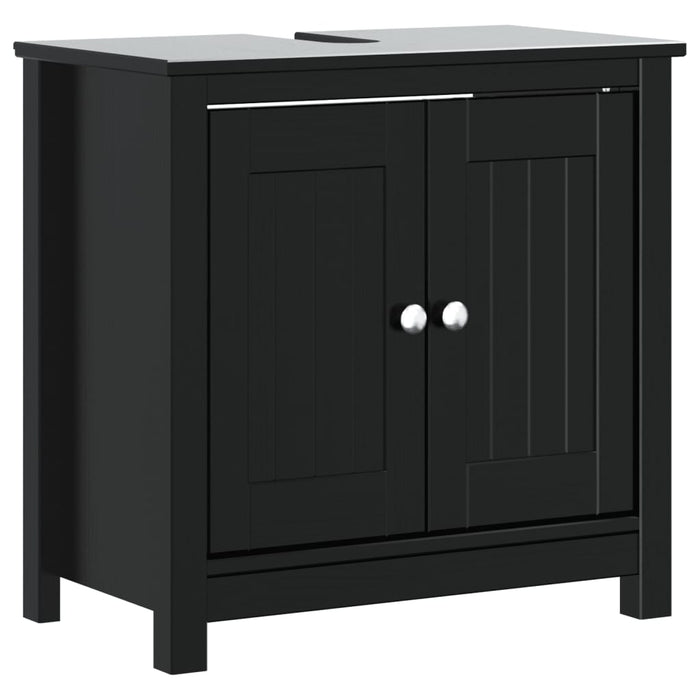 Mobile Lavabo da Bagno BERG Nero 60x34x59cm Legno Massello Pino