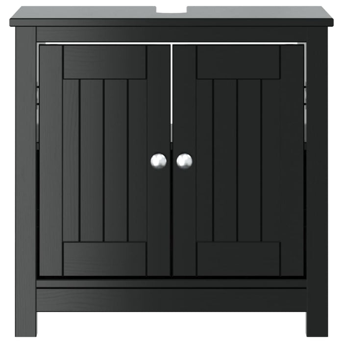 Mobile Lavabo da Bagno BERG Nero 60x34x59cm Legno Massello Pino