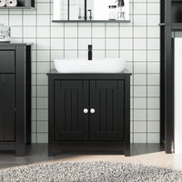 Mobile Lavabo da Bagno BERG Nero 60x34x59cm Legno Massello Pino