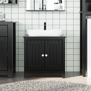 Mobile Lavabo da Bagno BERG Nero 60x34x59cm Legno Massello Pino