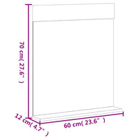 Specchio Bagno e Ripiano BERG Bianco 60x12x70 cm Legno Massello 358558