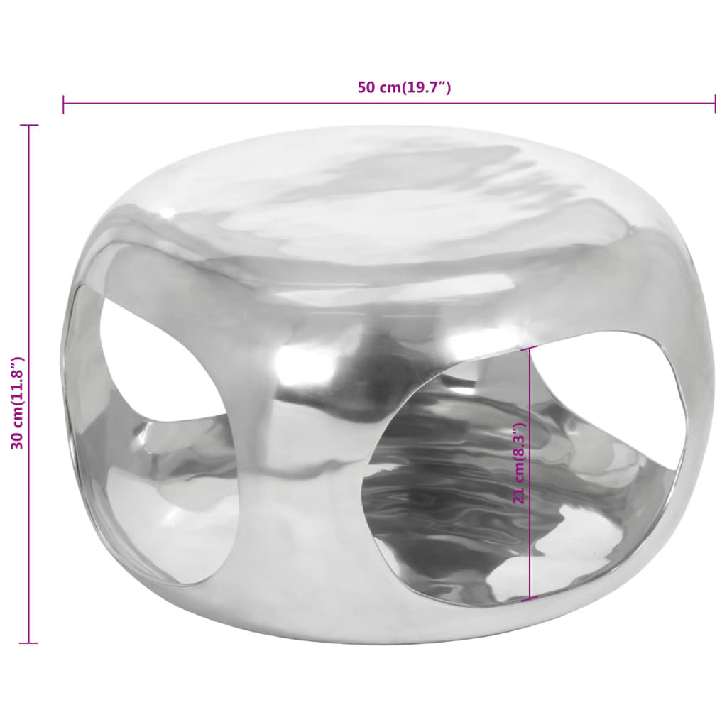 Tavolino da Salotto in Alluminio 50x50x30 cm Argento 359612