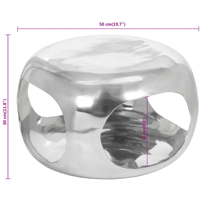 Tavolino da Salotto in Alluminio 50x50x30 cm Argento 359612