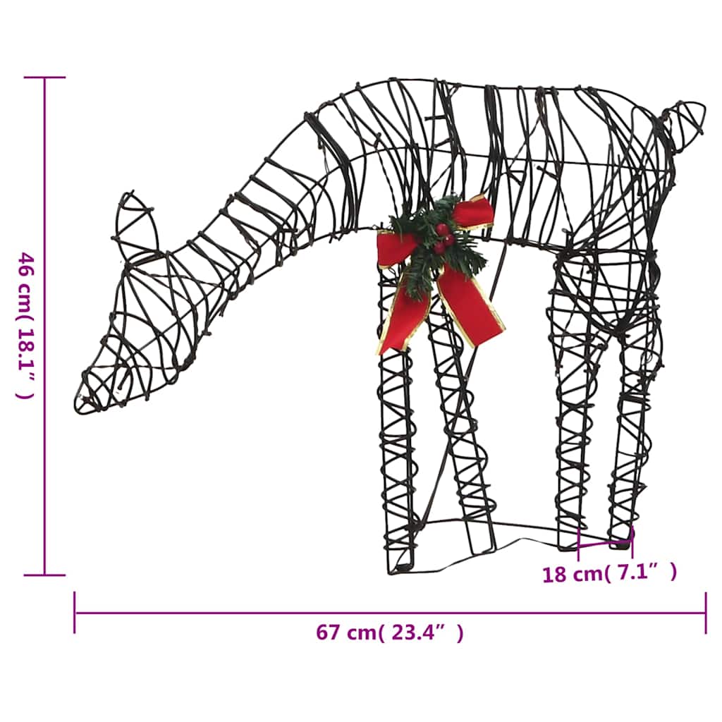 Decorazione Natale Famiglia di Renne 90 LED Bianco Caldo Rattan