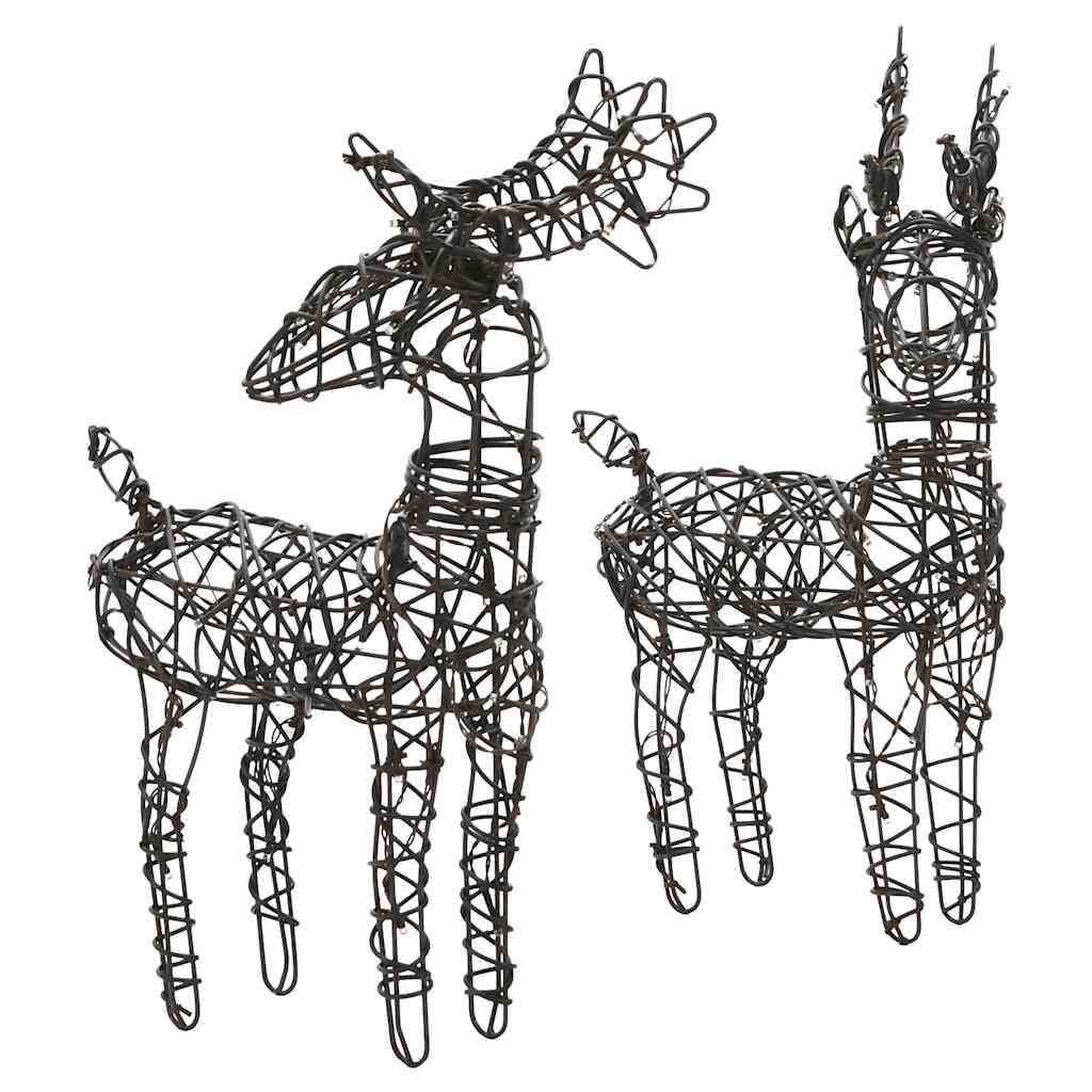 Decorazione Natalizia Renna e Slitta 160LED Bianco Caldo Rattan 372167