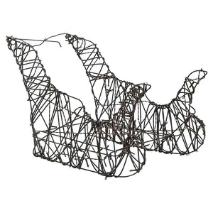 Decorazione Natalizia Renna e Slitta 160LED Bianco Caldo Rattan 372167