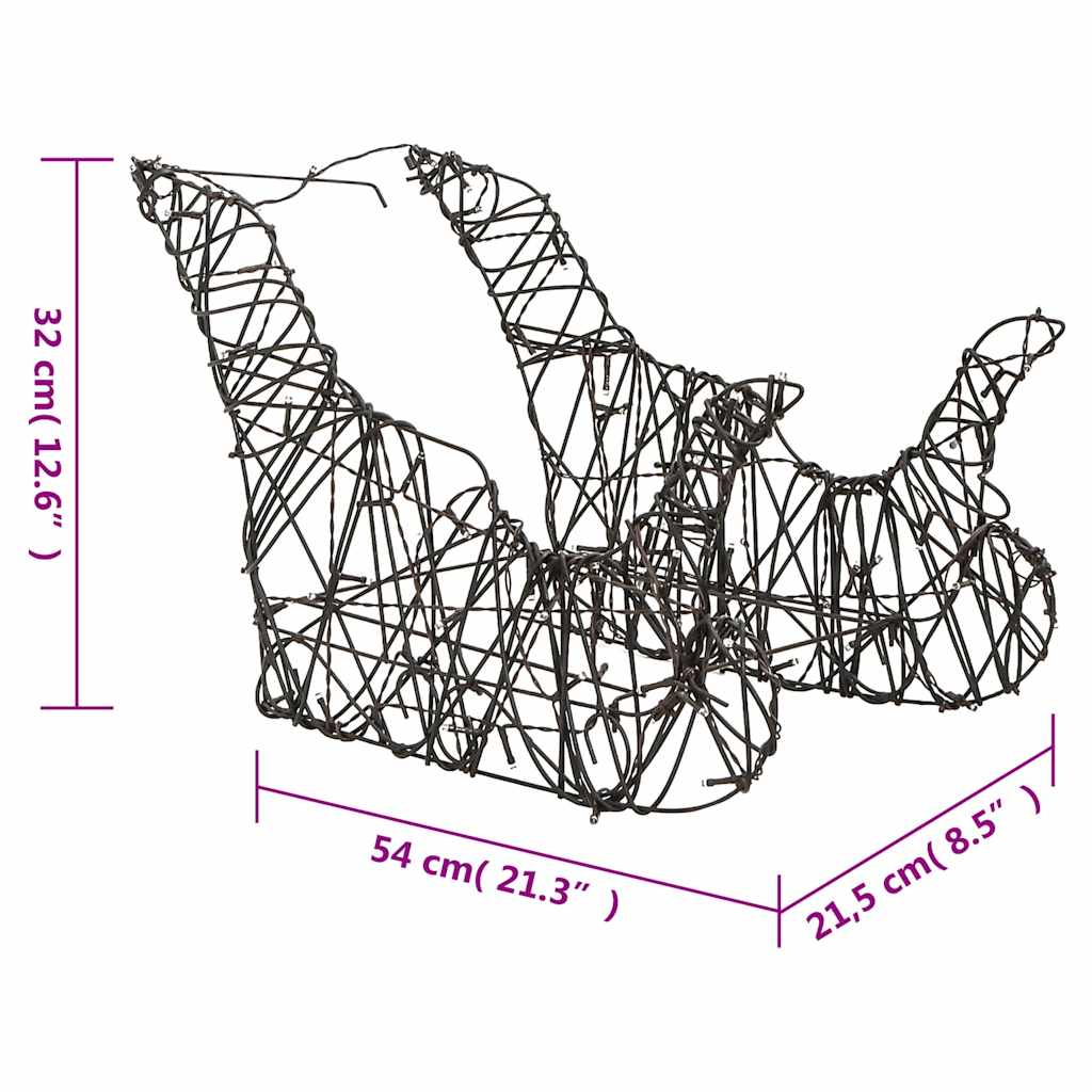 Decorazione Natalizia Renna e Slitta 160LED Bianco Caldo Rattan 372167