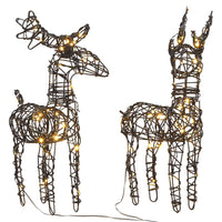 Decorazioni di Natale 2 pz Renne 80 LED Bianco Caldo in Rattancod mxl 83357