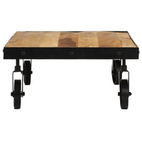 Tavolino da Salotto con Ruote Legno Massello Mango 100x55x26 cm 371683